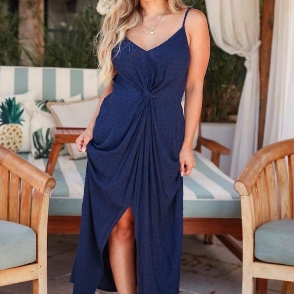 CBRAND Swiss Dot Navy Fabric Sundress